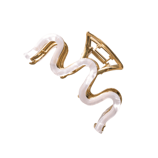 🎁 WAVY CLAW CLIP - WHITE & GOLD (100% off)